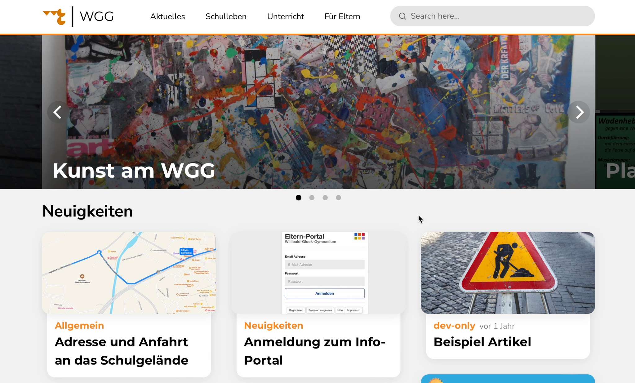 Screenshot of WGG Neumarkt Homepage