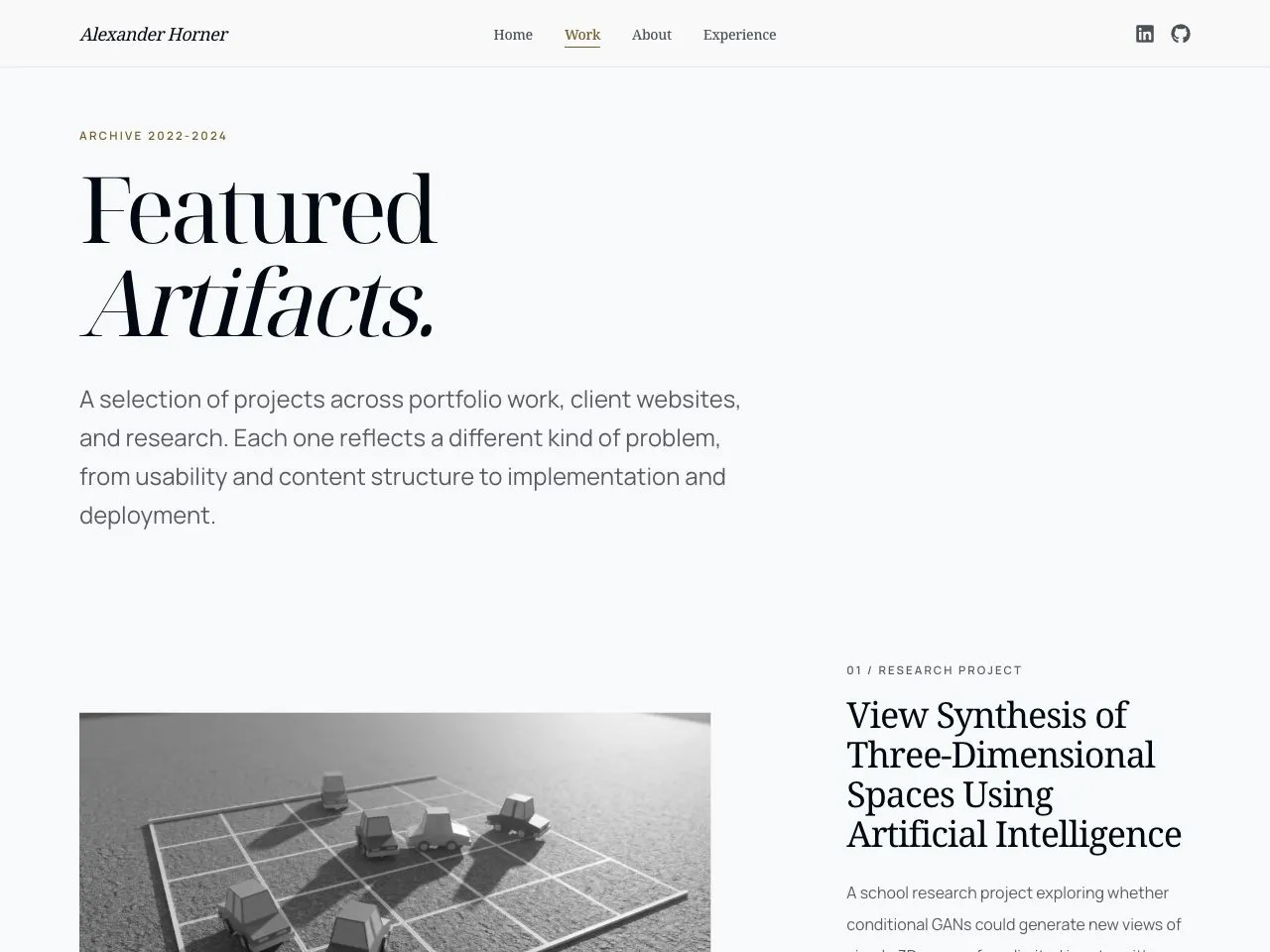 Work archive of the finished 2026 portfolio