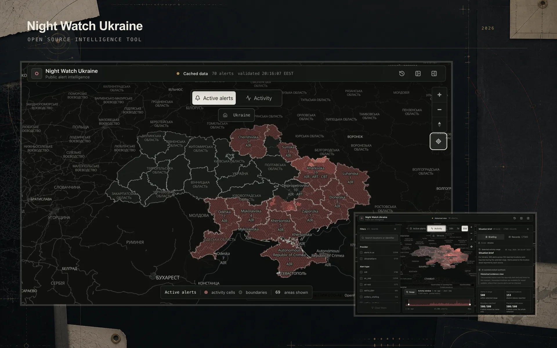 Night Watch Ukraine live alert map